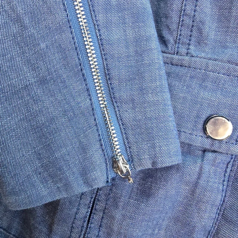 White House Black Market‎ -961 WHBM Chambray Moto Jacket Womens 14